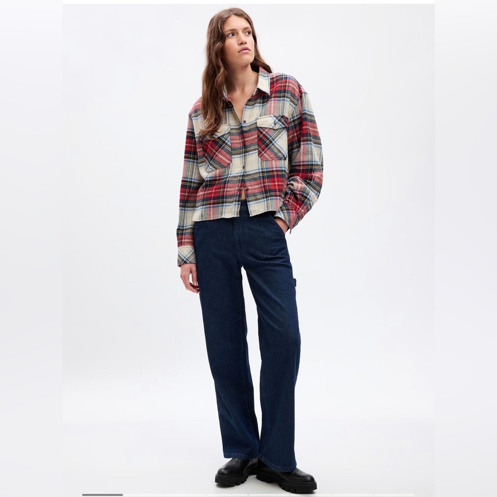 GAP Cropped Button-Front Shirt M